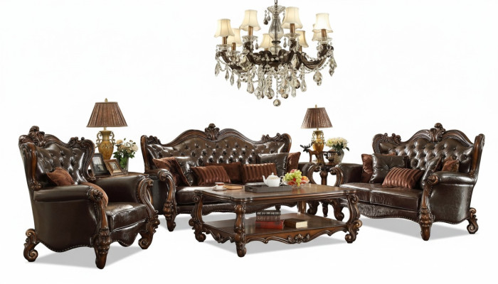 Sofá Chesterfield de lujo 3+2+1 plazas + mesa de centro mobiliario sofá