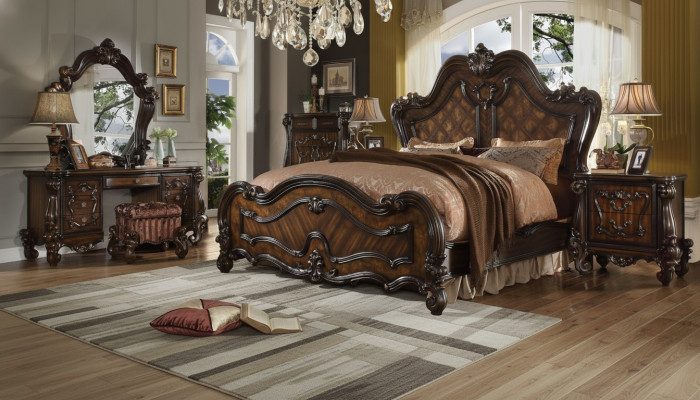 Dormitorio Mesitas de noche Set Cama 5 piezas. Estilo antiguo barroco rococó de madera.