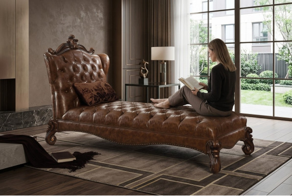 Sofá de lujo con chaise longue estilo antiguo Chaise Lounge Barroco Rococó.