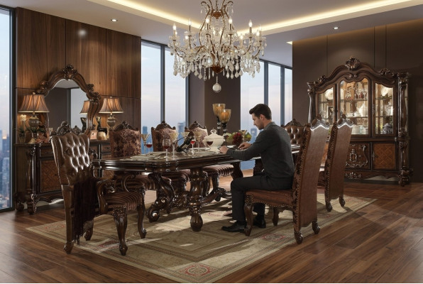 Mesa real de comedor de madera de lujo de estilo rococó barroco para comedor.