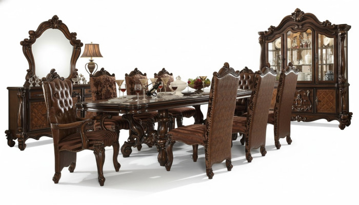 Mesa real de comedor de madera de lujo de estilo rococó barroco para comedor.