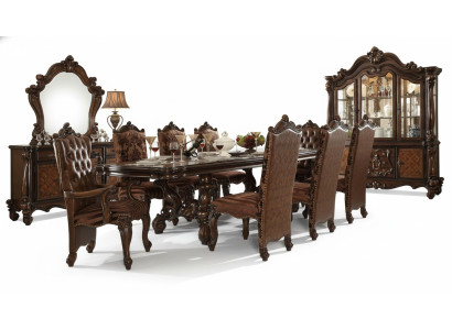 Mesa real de comedor de madera de lujo de estilo rococó barroco para comedor.