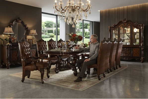 Conjunto de comedor de 9 piezas Barroco Rococó mesa 8 sillas Grupo de sillas