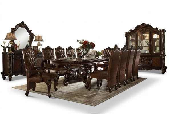 Conjunto de comedor de 9 piezas Barroco Rococó mesa 8 sillas Grupo de sillas
