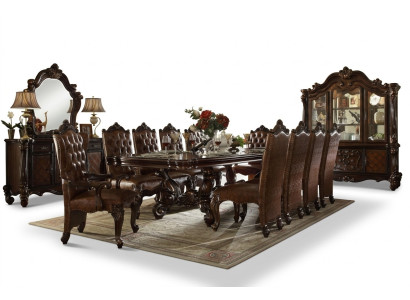Conjunto de comedor de 9 piezas Barroco Rococó mesa 8 sillas Grupo de sillas