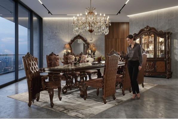 Juego de comedor conjunto vitrina mesa 8 sillas cómoda decorativa espejo estilo barroco