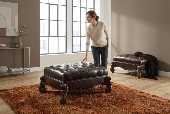 Reposapiés Taburete Taburete acolchado Taburete Otomano Taburete Chesterfield Barroco