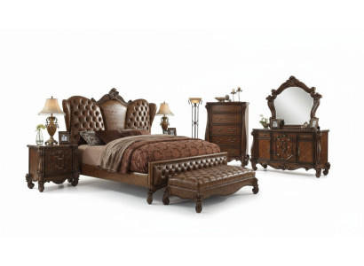 Diseño de dormitorio conjunto de decoración completo de 6 piezas Cama Mesita de noche