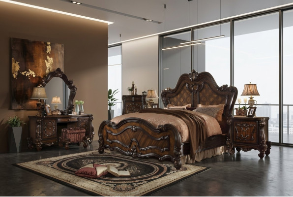Tocador Espejo Taburete Lujo Consola Dormitorio Cómoda Estilo Barroco