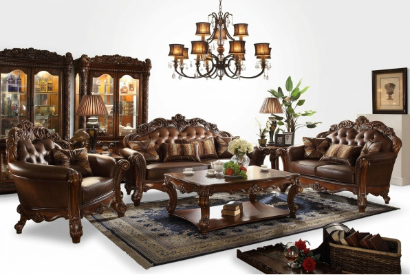 Juego de muebles clásico, juego de sofá, sofá, sofá de cuero, sofá tapizado 321.