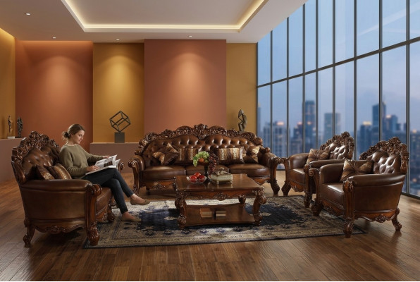 Sofá de 4 plazas conjunto de sala de estar Sofás Sofá Tapicería Cuero