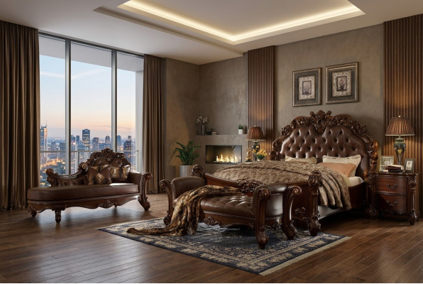 Dormitorio cama de cuero mesitas de noche conjunto completo de 5 piezas camas madera