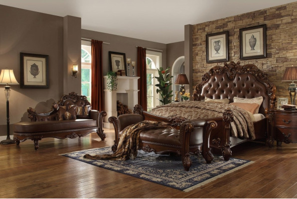 Cama doble Cama de matrimonio Cama de lujo Camas Estilo Barroco Rococó Antiguo Chesterfield