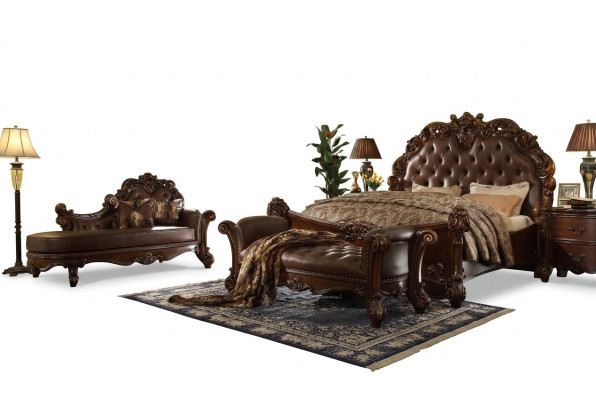 Cama doble Cama de matrimonio Cama de lujo Camas Estilo Barroco Rococó Antiguo Chesterfield