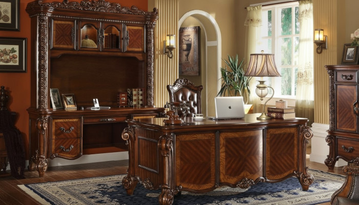 Mesa de escritorio de lujo de estilo antiguo barroco rococó para oficina.
