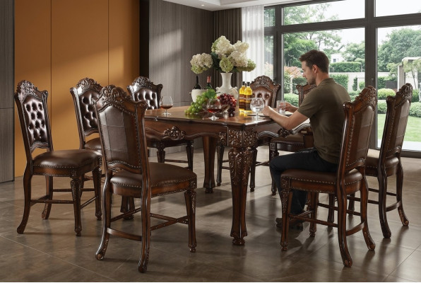 Mesa de comedor 6 sillas Set de comedor Conjunto de mesa de comedor clásica de 7 piezas.
