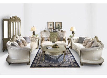 Conjunto completo de sofá 4+4 plazas + mesa de centro, diseño de sala de estar.