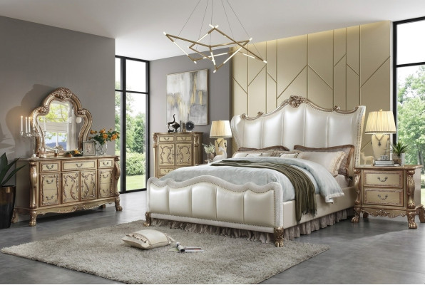 Juego de dormitorio real Cama + 2 mesitas de noche Camas de cuero dobles para hoteles nuevos