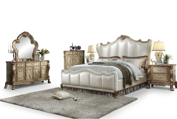 Juego de dormitorio real Cama + 2 mesitas de noche Camas de cuero dobles para hoteles nuevos