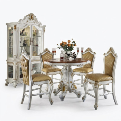 Mesa de comedor redonda + 4 sillas conjunto decorativo de sillas conjunto de mesa de comedor de madera.