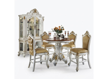 Mesa de comedor redonda + 4 sillas conjunto decorativo de sillas conjunto de mesa de comedor de madera.