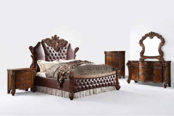 Cama 2x Mesitas de noche 3 piezas Juego Muebles Barroco Rococó Dormitorio 180x200