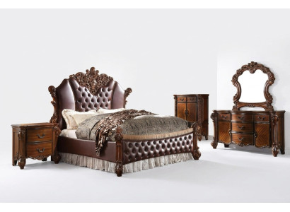 Cama 2x Mesitas de noche 3 piezas Juego Muebles Barroco Rococó Dormitorio 180x200