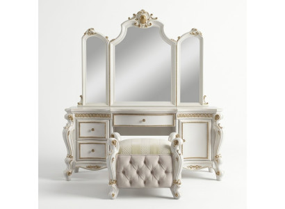Muebles barrocos tallados mesa de tocador taburete espejo decorativo dormitorio