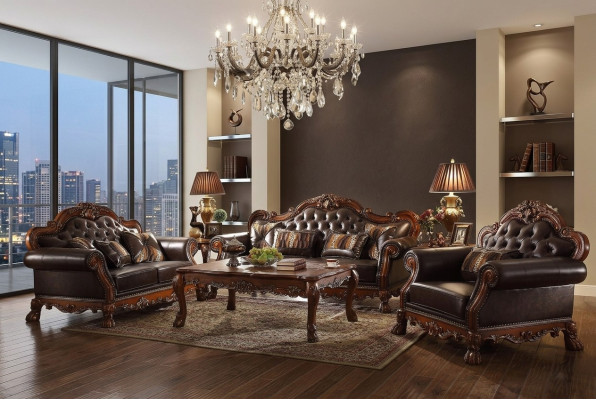 Muebles tallados Juego de sofá de 3+2 plazas Sofá Tapicería Grupo