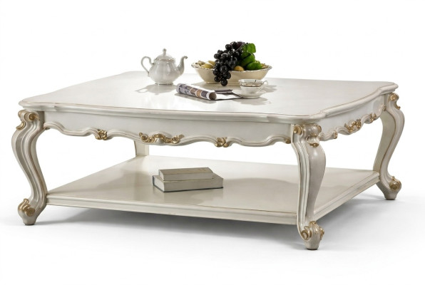 Mesa de centro de lujo de madera decorativa real Mesa auxiliar de sofá Mesa de salón