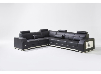 Sofá de esquina de cuero en forma de L sofá de salón sofá conjunto