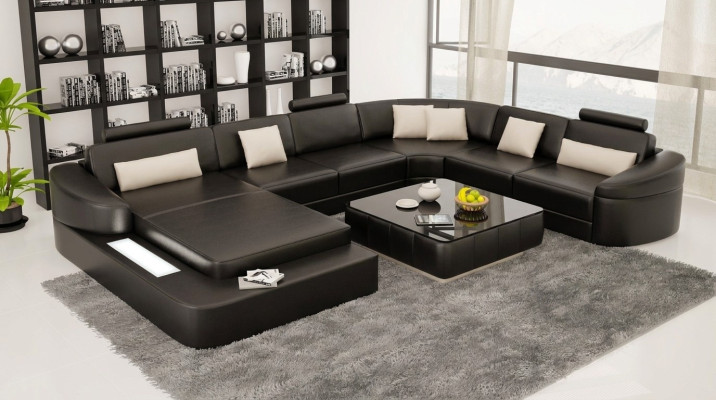 Sofá Moderno de Cuero Paisaje de Sala Sofá de Cuero Juego de Sofás Muebles Sofá Forma de U Nuevo