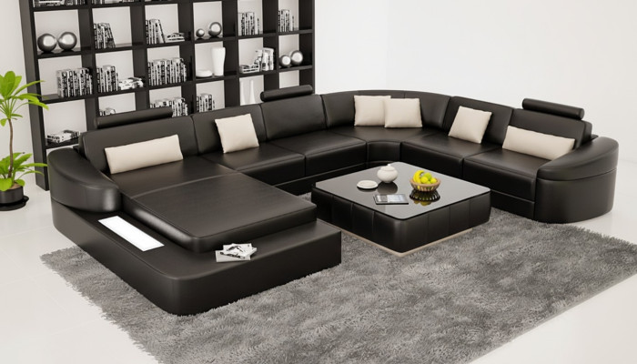 Sofá Moderno de Cuero Paisaje de Sala Sofá de Cuero Juego de Sofás Muebles Sofá Forma de U Nuevo
