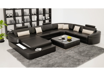 Sofá Moderno de Cuero Paisaje de Sala Sofá de Cuero Juego de Sofás Muebles Sofá Forma de U Nuevo