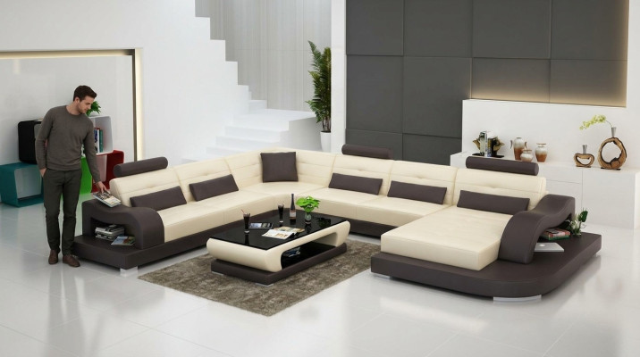 Sofá esquinero Sofá Sofá Acolchado Esquina Asiento Paisaje de vida Conjunto en forma de U