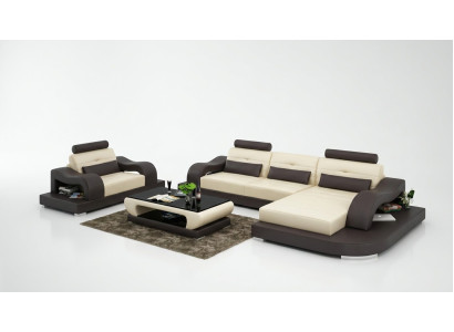 Conjunto de sofá en forma de L de esquina asiento de esquina de cuero de 2 piezas.