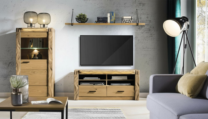 Mueble de pared de salón, vitrina, cómoda, estantería de 3 piezas. Conjunto de estanterías y armarios.