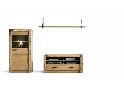 Mueble de pared de salón, vitrina, cómoda, estantería de 3 piezas. Conjunto de estanterías y armarios.