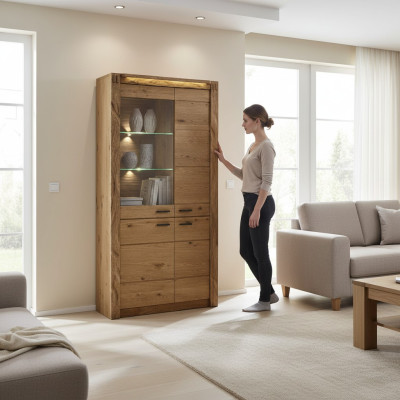 Vitrina de madera armario Vitrinas clásicas de madera Armarios de diseño Sala de estar Nuevo