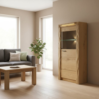 Mueble de pared Armario Armarios Vitrina Cristal Diseño Alto Madera Vitrinas Sala de estar Muebles
