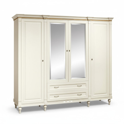 Armario clásico con 4 puertas de madera para dormitorio.