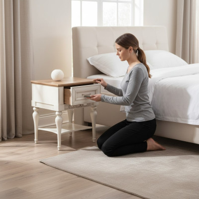 Mesita de noche Consola Mesitas de noche Mesa auxiliar Diseño de dormitorio Mesa de madera Nueva