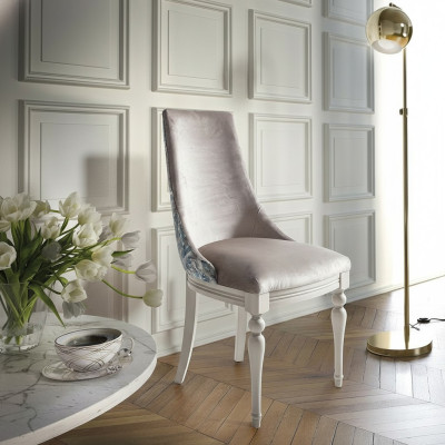 Silla de diseñador de lujo Silla de respaldo tapizada 1x Butaca Sala de estar Comedor Textil