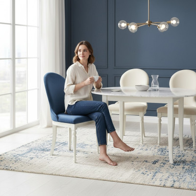 Silla 1x diseño de lujo, silla acolchada de diseñador, asiento de silla de oficina y comedor de madera.
