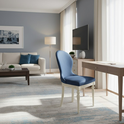 Silla 1x diseño de lujo, silla acolchada de diseñador, asiento de silla de oficina y comedor de madera.