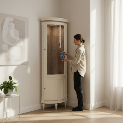 Eckvitrine Vitrinenschrank Vitrinenwohnzimmer Schauschränke Design Holz Neu
