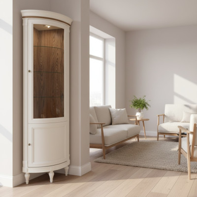 Eckvitrine Vitrinenschrank Vitrinenwohnzimmer Schauschränke Design Holz Neu