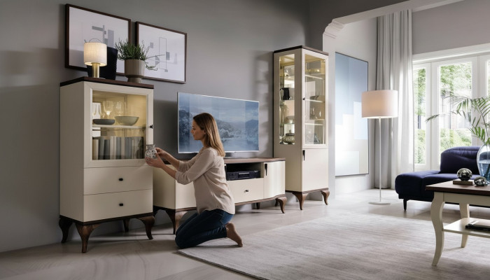 Diseño vitrina armario de cristal salón escaparate vitrinas estante aparador madera