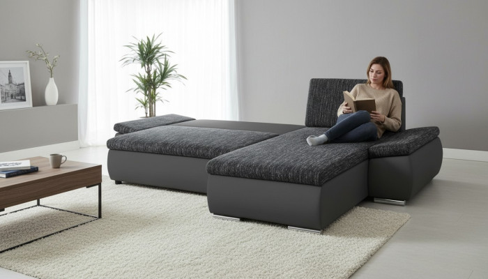 Diseño sofá esquinero sofá cama con función de cama cuero textil sofás tapizados.