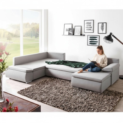 Tela sofá en forma de U, sala de estar, conjunto de sofá de esquina de diseño moderno